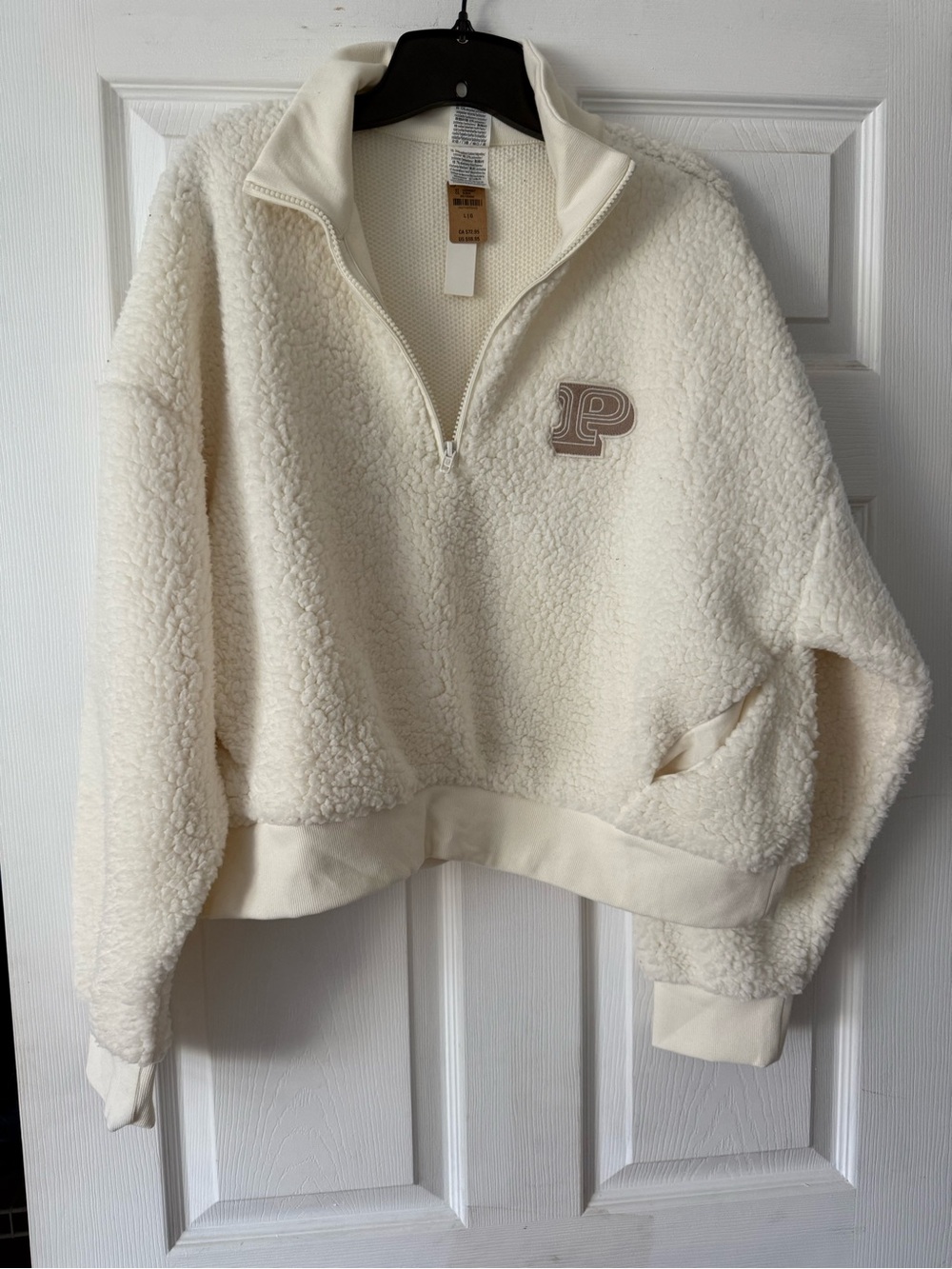 VS Pink Cream Teddy Sherpa Half-Zip Pullover